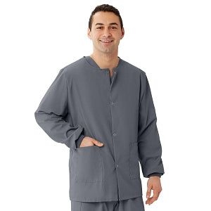 Medline Unisex AngelStat Snap-Front Warm-Up Scrub Jackets - AngelStat Unisex Snap Front Scrub Jacket, Charcoal, Size L - 849NCCL