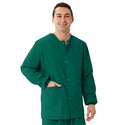 Medline Unisex AngelStat Snap-Front Warm-Up Scrub Jackets - AngelStat Unisex Snap Front Scrub Jacket, Hunter Green, Size L - 849NHGL