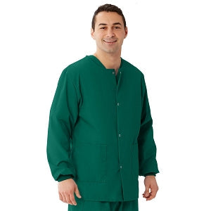 Medline Unisex AngelStat Snap-Front Warm-Up Scrub Jackets - AngelStat Unisex Snap Front Scrub Jacket, Hunter Green, Size L - 849NHGL