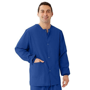 Medline Unisex AngelStat Snap-Front Warm-Up Scrub Jackets - AngelStat Unisex Snap Front Scrub Jacket, Sapphire, Size XS - 849NHTXS