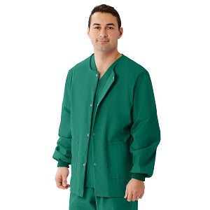 Medline Unisex AngelStat Snap-Front Warm-Up Scrub Jackets - AngelStat Unisex Warm-Up Scrub Jacket, Emerald, Size 4XL - 849NJT4XL