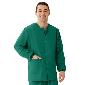 Medline Unisex AngelStat Snap-Front Warm-Up Scrub Jackets - AngelStat Unisex Warm-Up Scrub Jacket, Emerald, Size 5XL - 849NJT5XL