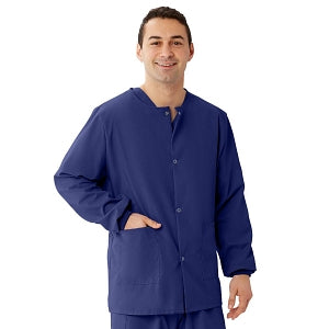 Medline Unisex AngelStat Snap-Front Warm-Up Scrub Jackets - AngelStat Unisex Warm-Up Scrub Jacket, Navy, Size XS, Angelica Color Coding - 849NNTXS-CA