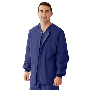 Medline Unisex AngelStat Snap-Front Warm-Up Scrub Jackets - AngelStat Unisex Warm-Up Scrub Jacket, Navy, Size 3XL - 849NNTXXXL