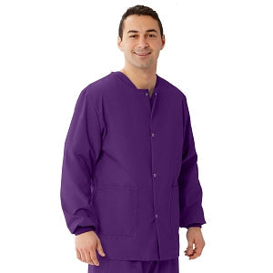 Medline Unisex AngelStat Snap-Front Warm-Up Scrub Jackets - AngelStat Unisex Warm-Up Scrub Jacket, Regal Purple, Size L - 849NRPL