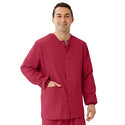 Medline Unisex AngelStat Snap-Front Warm-Up Scrub Jackets - AngelStat Unisex Warmup Jacket, Raspberry, Size 5XL - 849NTR5XL