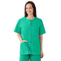 Medline AngelStat Women's Jewel Neck Short Sleeve Snap Front Scrub Tops - AngelStat Women's Jewel Neck Short-Sleeve Snap Front Tunic Scrub Top with 2 Pockets, Size 3XL, Jade - 851NTJXXXL