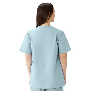 Medline AngelStat Women's Jewel Neck Short Sleeve Snap Front Scrub Tops - AngelStat Women's Jewel Neck Short-Sleeve Snap Front Tunic Scrub Top with 2 Pockets, Size 2XL, Misty - 851NTZXXL