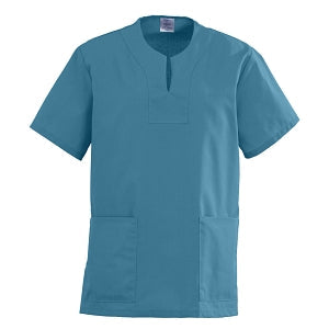 Medline AngelStat Women's Keyhole Neck Scrub Top with 2 Pockets - AngelStat Women's Keyhole Neck 2-Pocket Scrub Top, Size XL, Peacock - 869NBTXL