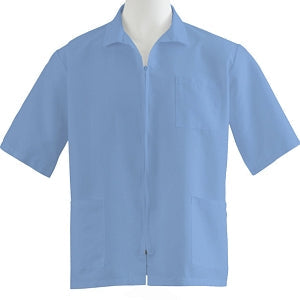 Medline Unisex Zip Front Smock - Unisex Front-Zip Smock, Light Blue, Size S - 87005RCWS