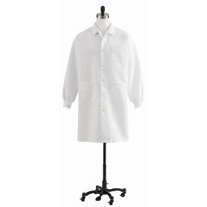 Medline Unisex Knit Cuff Knee Length Lab Coats - Unisex Knee-Length Lab Coat, White, Size M - 87026QHWM
