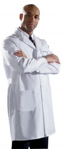 Medline Men's Fine Line Twill Staff Length Lab Coat - Men's Twill Staff-Length Lab Coat, White, Size 42 - 87052TRQ42