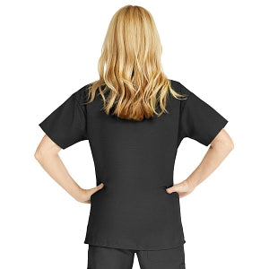 Medline ComfortEase Women's V-Neck Tunic Scrub Top with 2 Pockets - ComfortEase Women's V-Neck Short-Sleeve 2-Pocket Tunic Scrub Top, Size 4XL, Black - 8800DKW4XL