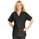 Medline ComfortEase Women's V-Neck Tunic Scrub Top with 2 Pockets - ComfortEase Women's V-Neck Short-Sleeve 2-Pocket Tunic Scrub Top, Size 2XL, Black - 8800DKW5XL