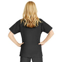 Medline ComfortEase Women's V-Neck Tunic Scrub Top with 2 Pockets - ComfortEase Women's V-Neck Short-Sleeve 2-Pocket Tunic Scrub Top, Size XS, Black - 8800DKWXS