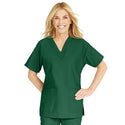 Medline ComfortEase Women's V-Neck Tunic Scrub Top with 2 Pockets - ComfortEase Women's V-Neck Short-Sleeve 2-Pocket Tunic Scrub Top, Size 6XL, Evergreen - 8800JEG6XL