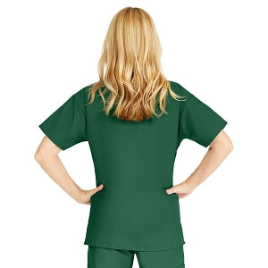 Medline ComfortEase Women's V-Neck Tunic Scrub Top with 2 Pockets - ComfortEase Women's V-Neck Short-Sleeve 2-Pocket Tunic Scrub Top, Size 7XL, Evergreen - 8800JEG7XL