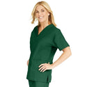 Medline ComfortEase Women's V-Neck Tunic Scrub Top with 2 Pockets - ComfortEase Women's V-Neck Short-Sleeve 2-Pocket Tunic Scrub Top, Size 7XL, Evergreen - 8800JEG7XL