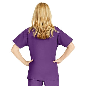 Medline ComfortEase Women's V-Neck Tunic Scrub Top with 2 Pockets - ComfortEase Women's V-Neck Short-Sleeve 2-Pocket Tunic Scrub Top, Size XXS, Rich Purple - 8800JPPXXS