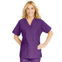 Medline ComfortEase Women's V-Neck Tunic Scrub Top with 2 Pockets - ComfortEase Women's V-Neck Short-Sleeve 2-Pocket Tunic Scrub Top, Size XXS, Rich Purple - 8800JPPXXS