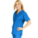 Medline ComfortEase Women's V-Neck Tunic Scrub Top with 2 Pockets - ComfortEase Women's V-Neck Short-Sleeve 2-Pocket Tunic Scrub Top, Size XS, Royal Blue - 8800JRLXS