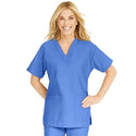 Medline ComfortEase Women's V-Neck Tunic Scrub Top with 2 Pockets - ComfortEase Women's V-Neck Short-Sleeve 2-Pocket Tunic Scrub Top, Size XL, Ceil Blue - 8800JTHXL