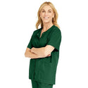 Medline ComfortEase Women's Snap-Front Tunic Scrub Top with 2 Pockets - ComfortEase Women's Snap-Front 2-Pocket Tunic Scrub Top, Size 3XL Evergreen - 8815JEGXXXL