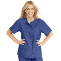 Medline ComfortEase Women's Snap-Front Tunic Scrub Top with 2 Pockets - ComfortEase Women's Snap-Front 2-Pocket Tunic Scrub Top, Size XL, Mariner Blue - 8815JMBXL