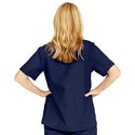 Medline ComfortEase Women's Snap-Front Tunic Scrub Top with 2 Pockets - ComfortEase Women's Snap-Front 2-Pocket Tunic Scrub Top, Size L, Midnight Blue - 8815JNTL