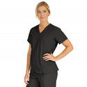 Medline PerforMAX Women's Mock Wrap Tunic Scrub Top with 2 Pockets - PerforMAX Women's Mock Wrap 2-Pocket Tunic Scrub Top, Size XL, Black - 881DKWXL