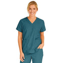 Medline PerforMAX Women's Mock Wrap Tunic Scrub Top with 2 Pockets - PerforMAX Women's Mock Wrap 2-Pocket Tunic Scrub Top, Size 5XL, Caribbean Blue - 881NNT5XL