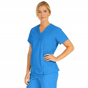 Medline PerforMAX Women's Mock Wrap Tunic Scrub Top with 2 Pockets - PerforMAX Women's Mock Wrap 2-Pocket Tunic Scrub Top, Size 3XL, Evergreen - 881JEGXXXL