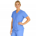 Medline PerforMAX Women's Mock Wrap Tunic Scrub Top with 2 Pockets - PerforMAX Women's Mock Wrap 2-Pocket Tunic Scrub Top, Size 5XL, Ceil Blue - 881NNT5XL