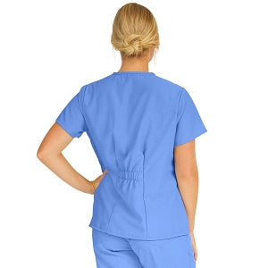 Medline PerforMAX Women's Mock Wrap Tunic Scrub Top with 2 Pockets - PerforMAX Women's Mock Wrap 2-Pocket Tunic Scrub Top, Size 5XL, Ceil Blue - 881NNT5XL