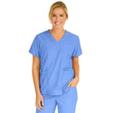 Medline PerforMAX Women's Mock Wrap Tunic Scrub Top with 2 Pockets - PerforMAX Women's Mock Wrap 2-Pocket Tunic Scrub Top, Size L, Ceil Blue - 881NNTL