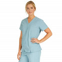 Medline PerforMAX Women's Mock Wrap Tunic Scrub Top with 2 Pockets - PerforMAX Women's Mock Wrap 2-Pocket Tunic Scrub Top, Size XS, Misty - 881NNTXS