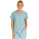 Medline PerforMAX Women's Mock Wrap Tunic Scrub Top with 2 Pockets - PerforMAX Women's Mock Wrap 2-Pocket Tunic Scrub Top, Size XS, Misty - 881NNTXS