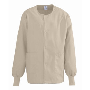 Medline ComfortEase Unisex Crew-Neck Warm Jackets - ComfortEase Unisex Crew-Neck Warm Scrub Jacket with Knit Cuff, Khaki, Size 4XL - 8832JKK4XL