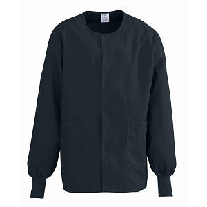 Medline ComfortEase Unisex Crew-Neck Warm Jackets - ComfortEase Unisex Crew-Neck Warm Scrub Jacket with Knit Cuff, Black, Size S - 8832DKWS