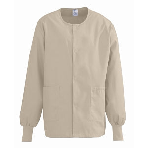 Medline ComfortEase Unisex Crew-Neck Warm Jackets - ComfortEase Unisex Crew-Neck Warm Scrub Jacket with Knit Cuff, Khaki, Size XL - 8832JKKXL