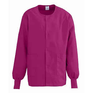 Medline ComfortEase Unisex Crew-Neck Warm Jackets - ComfortEase Unisex Crew-Neck Warm Scrub Jacket with Knit Cuff, Ruby, Size M - 8832JRBM