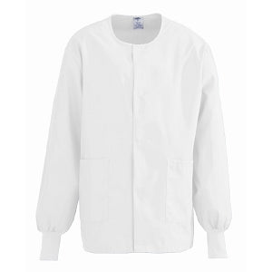 Medline ComfortEase Unisex Crew-Neck Warm Jackets - ComfortEase Unisex Crew-Neck Warm Scrub Jacket with Knit Cuff, White, Size S - 8832XTQS