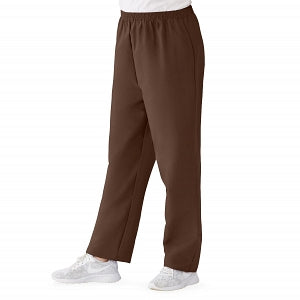 Medline ComfortEase Women's Elastic Waist Scrub Pants with 2 Pockets - ComfortEase Women's Elastic Waist 2-Pocket Scrub Pants, Size L Regular Inseam, Brown - 8850JBRL