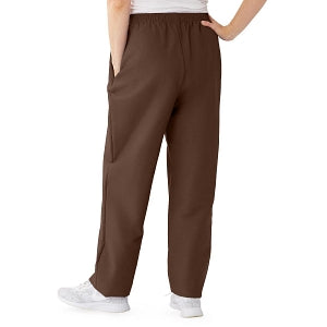 Medline ComfortEase Women's Elastic Waist Scrub Pants with 2 Pockets - ComfortEase Women's Elastic Waist 2-Pocket Scrub Pants, Size L Regular Inseam, Brown - 8850JBRL