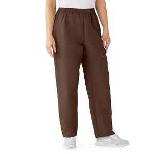 Medline ComfortEase Women's Elastic Waist Scrub Pants with 2 Pockets - ComfortEase Women's Elastic Waist 2-Pocket Scrub Pants, Size S Regular Inseam, Brown - 8850JBRS