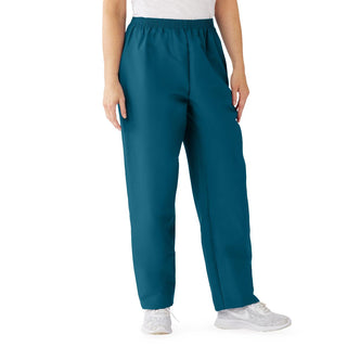 ComfortEase Women's Elastic Waist 2-Pocket Scrub Pants with Angelica Color-Coding, Size XL Regular Inseam, Caribbean Blue