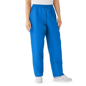 Medline ComfortEase Women's Elastic Waist Scrub Pants with 2 Pockets - ComfortEase Women's Elastic Waist 2-Pocket Scrub Pants, Size M Regular Inseam, Royal Blue - 8850JRLM