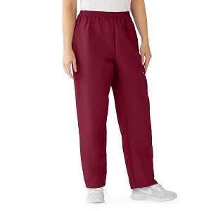 Medline ComfortEase Women's Elastic Waist Scrub Pants with 2 Pockets - ComfortEase Women's Elastic Waist 2-Pocket Scrub Pants, Size M Regular Inseam, Wine - 8850JWNM