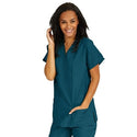 Medline ComfortEase Women's Crossover Tunic Scrub Top with Two Pockets - ComfortEase Women's Short-Sleeve Crossover Tunic Scrub Top with 2 Pockets, Size L, Caribbean Blue - 8851JCBL