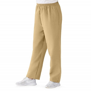 Medline ComfortEase Women's Elastic Waist Scrub Pants with 2 Pockets - ComfortEase Women's Elastic Waist 2-Pocket Scrub Pants, Size S Petite Inseam, Khaki - 8852JKKS